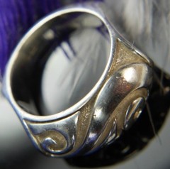 Vintage Swirl Bar Top 0.925 Sterling Silver Comfort sides Band Ring size 8