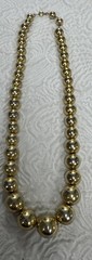 Vintage Gold Tone Graduated Bead Ball Necklace Strung On Chain 19”