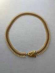 Vtg MDM Maison De Mode Fish Bone FishHead Necklace Gold Tone 16” Mermaidcore