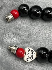 Vtg Red Cherries Black Bead Necklace Rockabilly Pin-Up Flying Colors Choker 80’s