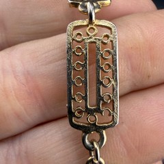 Vintage Necklace Open Bezel Gold Tone Rhinestone Filagree Flapper Opera 30”