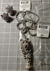 JTV Off Park Collection Crystal Tiger Pendant Necklace & Stud Earrings Set
