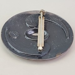 Vintage Copper Bell Brooch Southwest Round Black Inset Ying Yang 2″