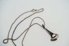 Vintage Sterling Silver Abalone Pendant 3.5cm Necklace 16″ JB39