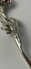 CORO Pink Rhinestone Flower Pin Silver Tone Nature Garden Trees Floral Read Desc