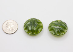 Vintage Western Germany Green Marbled Clip On Earrings | Mid Century Swirl