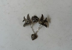 Judith Jack NY Sterling Silver & Marcasite Birds in Flight Brooch Pin JJ