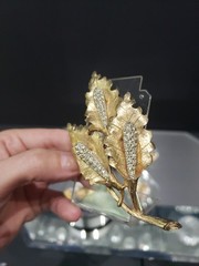 Clip on Screw back Earrings & Brooch pin Crystal faux pearl vtg ALL SIGNED “BSK”