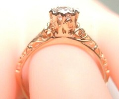 Antique Art Deco Engagement 14K Rose Gold Ring Size 7 UK-N1/2 EGL USA