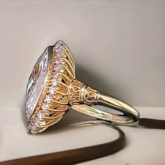 Vintage 18k Yellow Gold Engagement Ring 5.06ct.Lab-Grown Marquise Euro Diamond