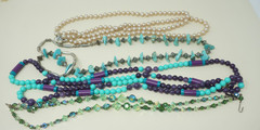 Vintage Beaded Necklace Lot Plastic Acrylic Stone Wood Bead Craft