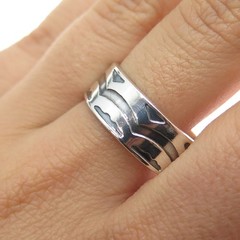 925 Sterling Silver Vintage Ornate Oxidized Band Ring Size 11.75