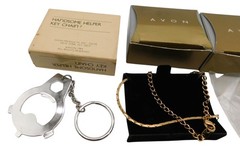 Lot of 5 Vintage Avon Jewelry Bracelets Earrings Keychain with Boxes 1990s 1980s