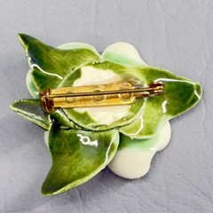 Vintage Dogwood Brooch Ceramic 1.75″