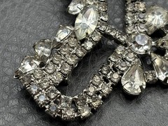Vintage Art Deco Large Rhinestone Bow Brooch Pin Crystal Dangle Drop High End