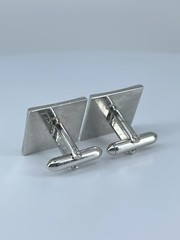 Vintage Swank cufflinks brushed and polished silver tone square design 3/4″
