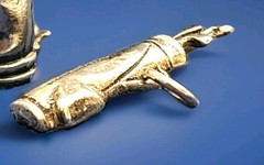 VINTAGE-COLLECTIBLE 3-D STERLING SLV GOLF BAG & CLUBS, PENDANT/CHARM, SIGNED 925