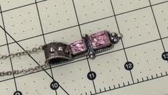 Vintage Sterling Silver 950 Pendant Necklace w/ Pink Czech Glass Stones, 20g
