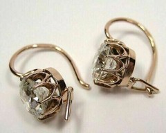 Vintage Art Deco Style Lab Created Diamond Drop Dangle 14k Gold Finish Earrings