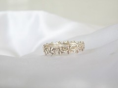 Vintage Hawaiian Sterling Silver Plumeria Eternity Band Ring Size 10