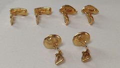 Evan St Clair 3 Pairs Clip On Earrings Gold Tone Genuine Diamond Dust MCM Modern