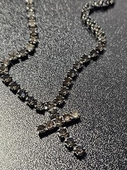 Vintage Black Rhinestone Cross Necklace Tennis Chain Gothic Religious Pendant