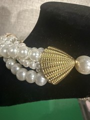 Gold Tone Metal Faux Pearl Real Sea Shells Gold Tone Starfish Bib Necklace