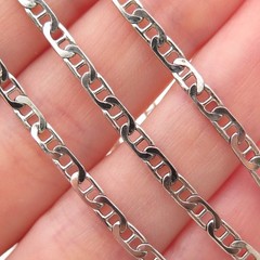 925 Sterling Silver Vintage Italy Anchor Mariner Chain Necklace 18″