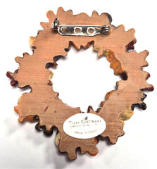 Vintage 80’s Papel Giftware Festive Autumn Fall Leaf & Acorn Wreath Pin / Brooch