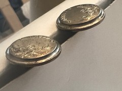Vintage Brushed Silver Tone Etched Round Cufflinks MCM Bullet Back