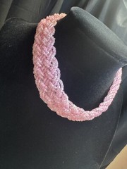 Elegant Vintage Pink Braided Style Statement Choker Glass Beads