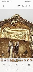 Vintage Signed Enamel Cicada Brooch Gold Tone Amber Burgundy Figural Insect Pin