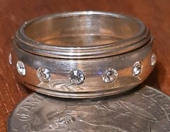 Vtg Sterling Silver Spinner Ring Size 5.8 Thick Wide Band CZ Accents Markedchina