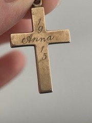 ATQ 1915 Rose Gold Filled Cross Pendant Yellow Gold Flower Accents 1.25″ ANNA