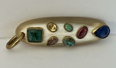 Ashley Pittman Pendant Signed AP Kenya Vintage Gemstones Horn? Bone? Vtg Jewelry