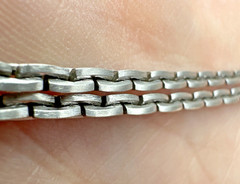 Vintage Sterling Silver Rectangular Block Link Chain Necklace 18″ 15.9g 2.5mm