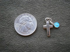 TINY Double Sided St Christopher & Silvertone Cross Vintage Charm Pendant 1.3g