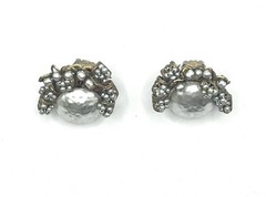 Miriam Haskell Signed Baroque Pearl Cluster Earrings Vintage Clip-On Bridal