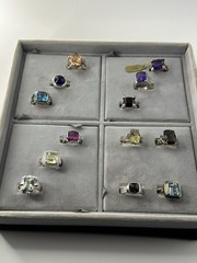 13 New Vintage Rings Resellers Mixed Lot- Various Gem Stones 925 Sterling Silver