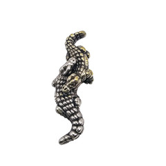 Vintage Sterling Silver Alligator Brooch Pin 925 Crocodile Figural d’Argent