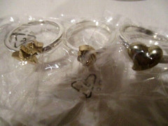 AVON Many Wishes 3 Pc Stackable Ring Set /Silvertone Heart, 2Stars Half Moon 8