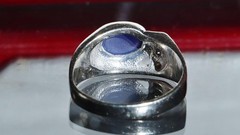 10k w/gold sz 10 ring 2.19c blue star lab created sapphire natural diamond 5.85g