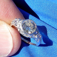 Original EARTH MINED DIAMOND Deco Engagement RING Vintage PLATINUM Solitaire S 5