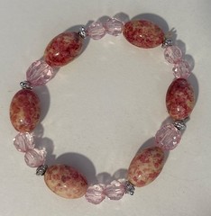 6 Piece Lot of Colorful Pink Purple Tone Bracelets Plastic Stone Glass Variety