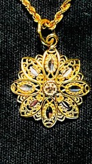 Signed Michael Anthony 14K Gold Two Tone Floral Pendant 18” Rope Chain 3.3g
