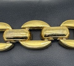 Vintage 1980s Bracelet Chunky Bold Chic Geometric Gold-Tone Metal Links Unsigned