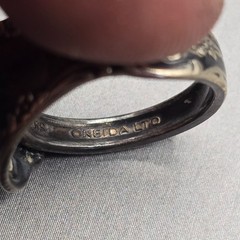 Vintage Oneida Silver Plate Spoon Ring Size 5 Rustic Floral Tapered Adjustable