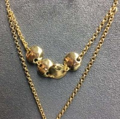 Organic Double Dangle Necklace 29 In Shiny Gold Retro Vintage BoHo Classic 90s