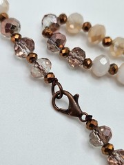 VINTAGE Shades of Bronze Faceted Glass Beaded Long Strand Necklace Covertible