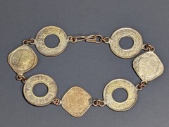 Vintage British India 1/2 Anna 1 Pice 7 Coin Bracelet